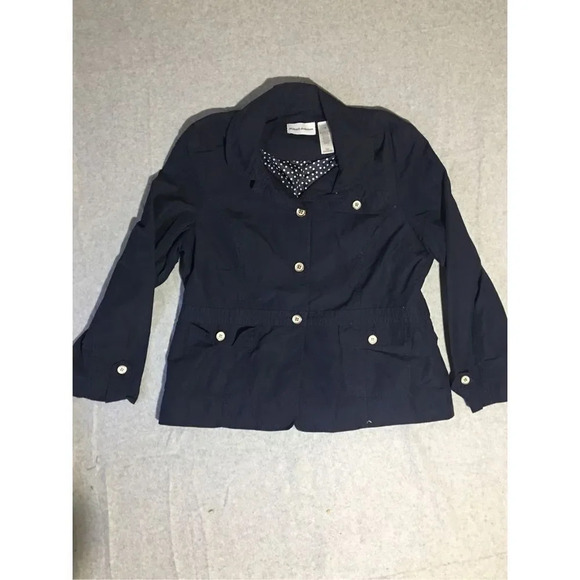 Womens Alfred Dunner Jacket Size 16 Black Large Button Detail Peacoat Cute - Picture 1 of 3